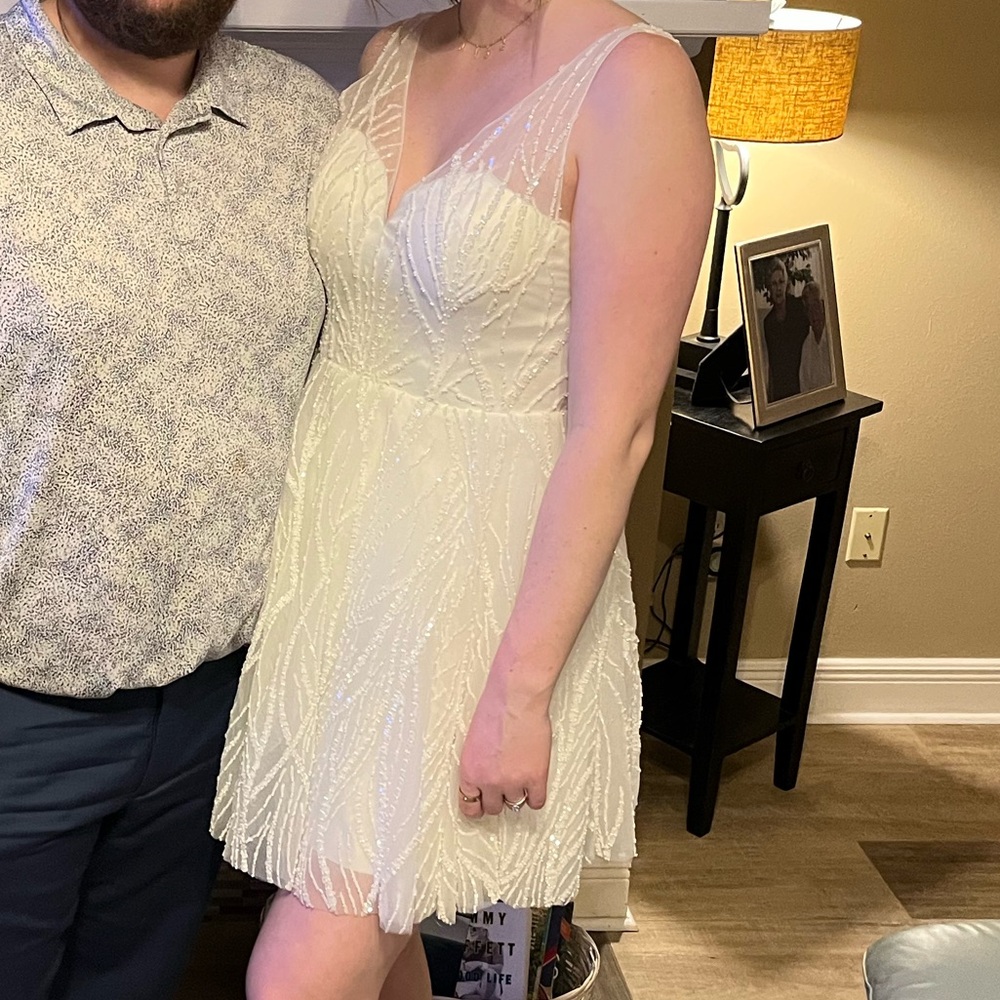 White Sleeveless Beaded Dress